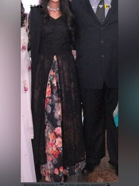 Floral Lehnga with Black Long Front Open Shirt